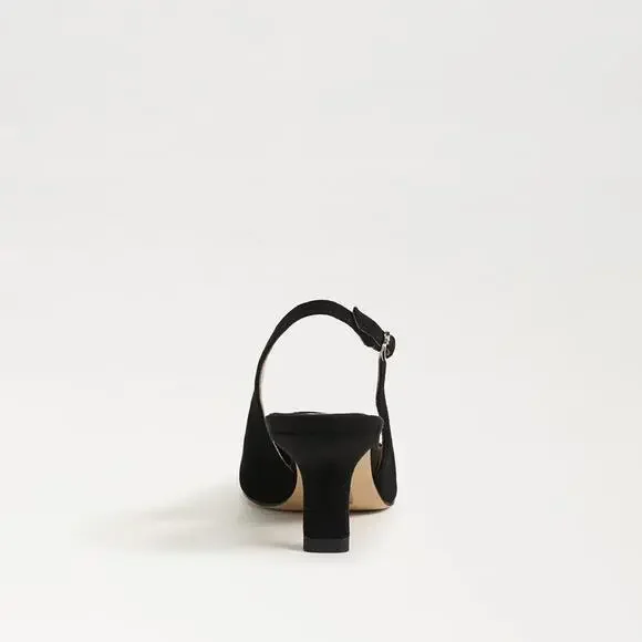 Sam Edelman Bianka Pump Women's 7.5 Black Suede Kitten Heel Slingback ZOGG2293 - Picture 12 of 14